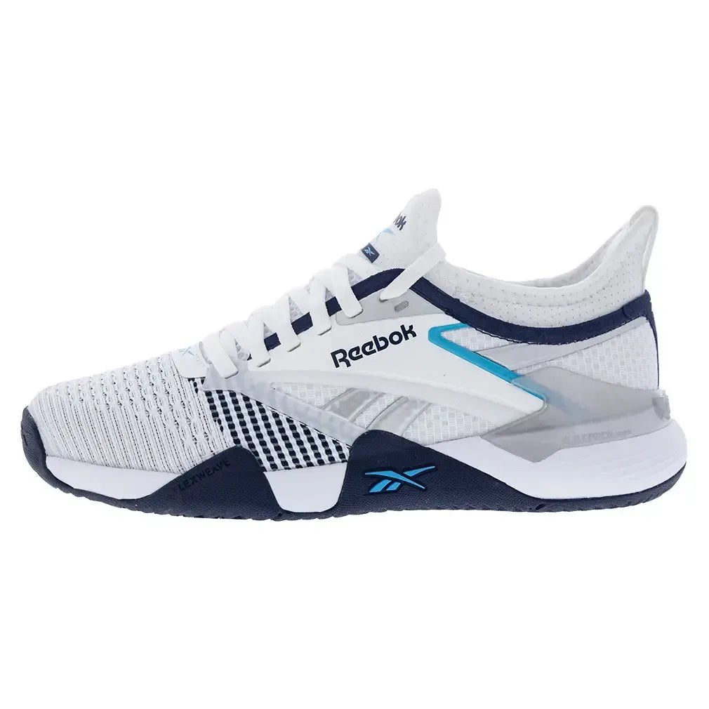 Women's Nano Court Training Shoes White and Vector Navy