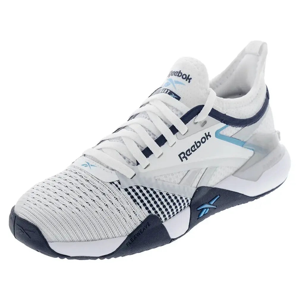 Women's Nano Court Training Shoes White and Vector Navy