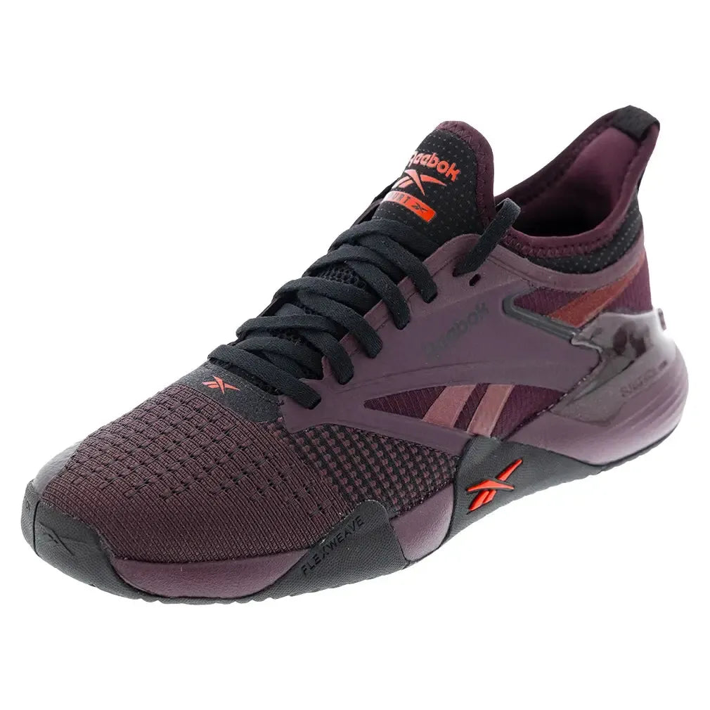 Women's Nano Court Training Shoes Black Cherry and Black