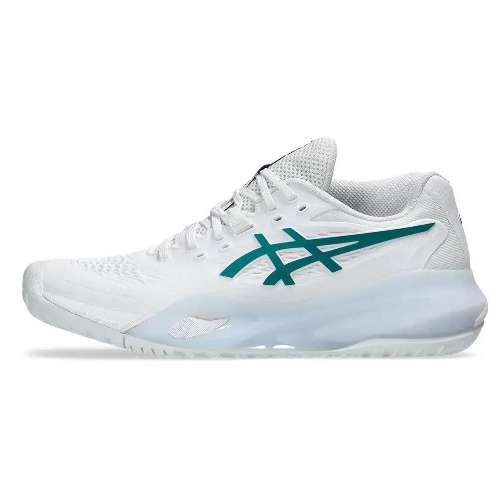 Women's GEL-Resolution X Tennis Shoes White and Pitch Green
