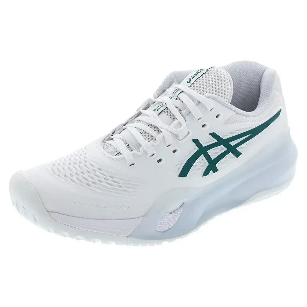 Women's GEL-Resolution X Tennis Shoes White and Pitch Green