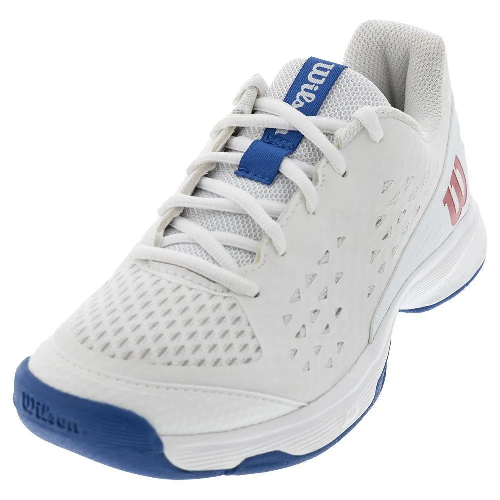 Juniors' Rush Pro Tennis Shoes White and Deja Vu Blue