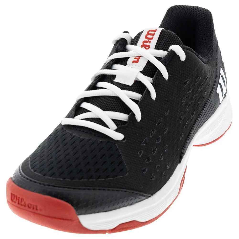 Juniors' Rush Pro Tennis Shoes Black and Wilson Red