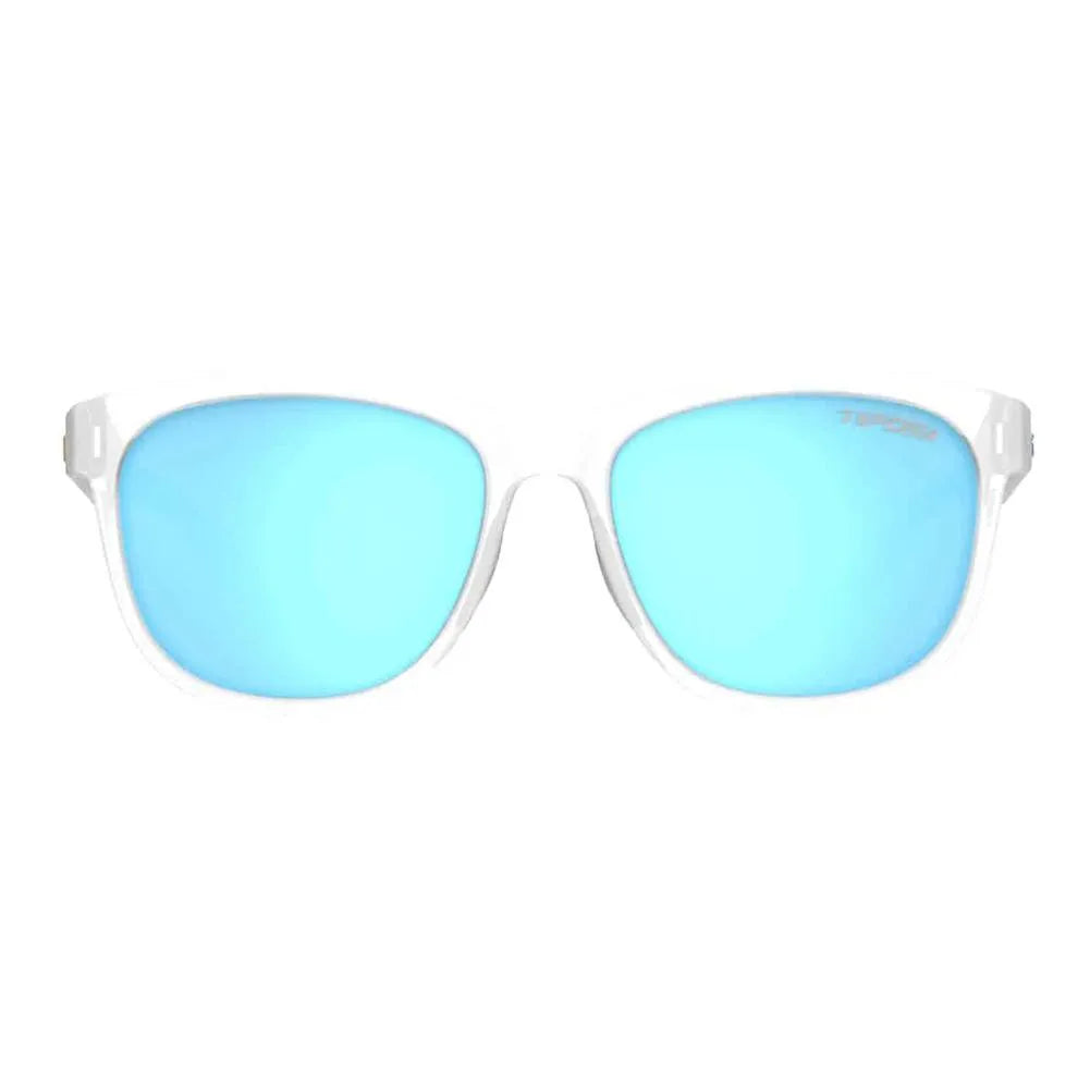 Swank Polarized Sunglasses Satin Clear with Clarion Blue Lenses