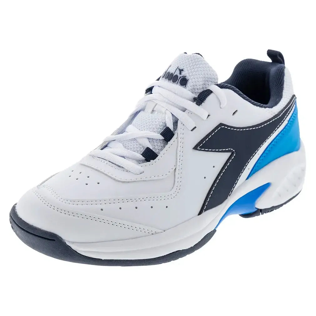 Juniors' S. Challenge 5 SL Tennis Shoes White and Blue Corsair