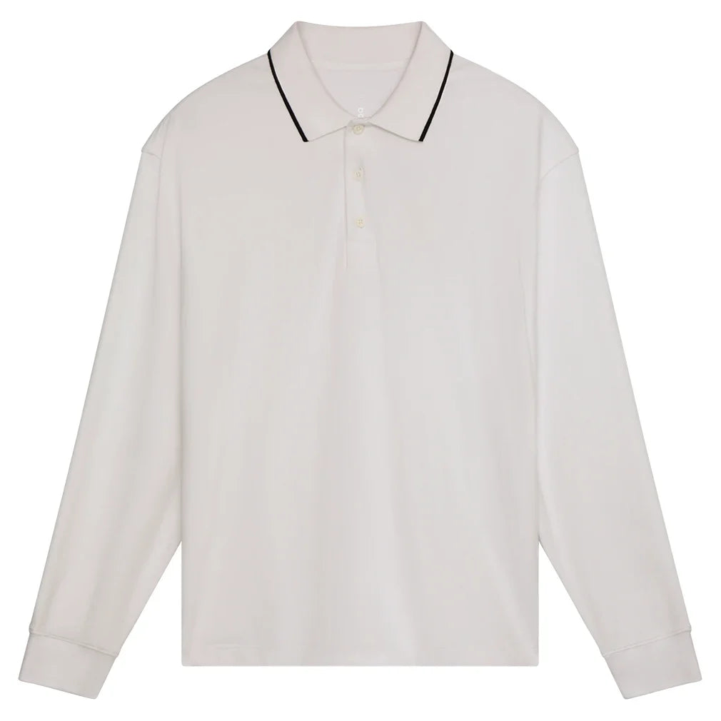 Men`s Courtside Long Sleeve Tennis Polo White Apparel On