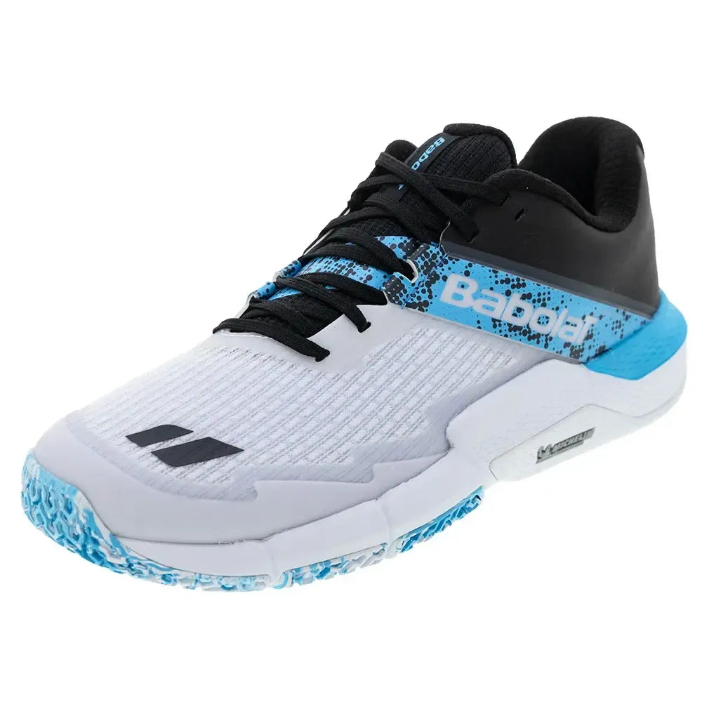 Men's Movea Padel Shoes White and Cyan Blue