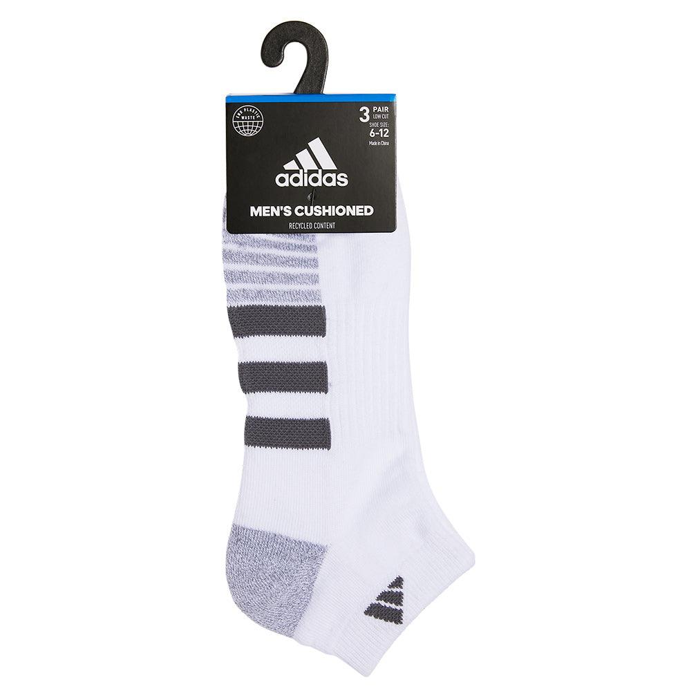 Men`s Cushioned 3.0 3 Pack Low Cut Tennis Socks White and Onix Grey Socks Adidas