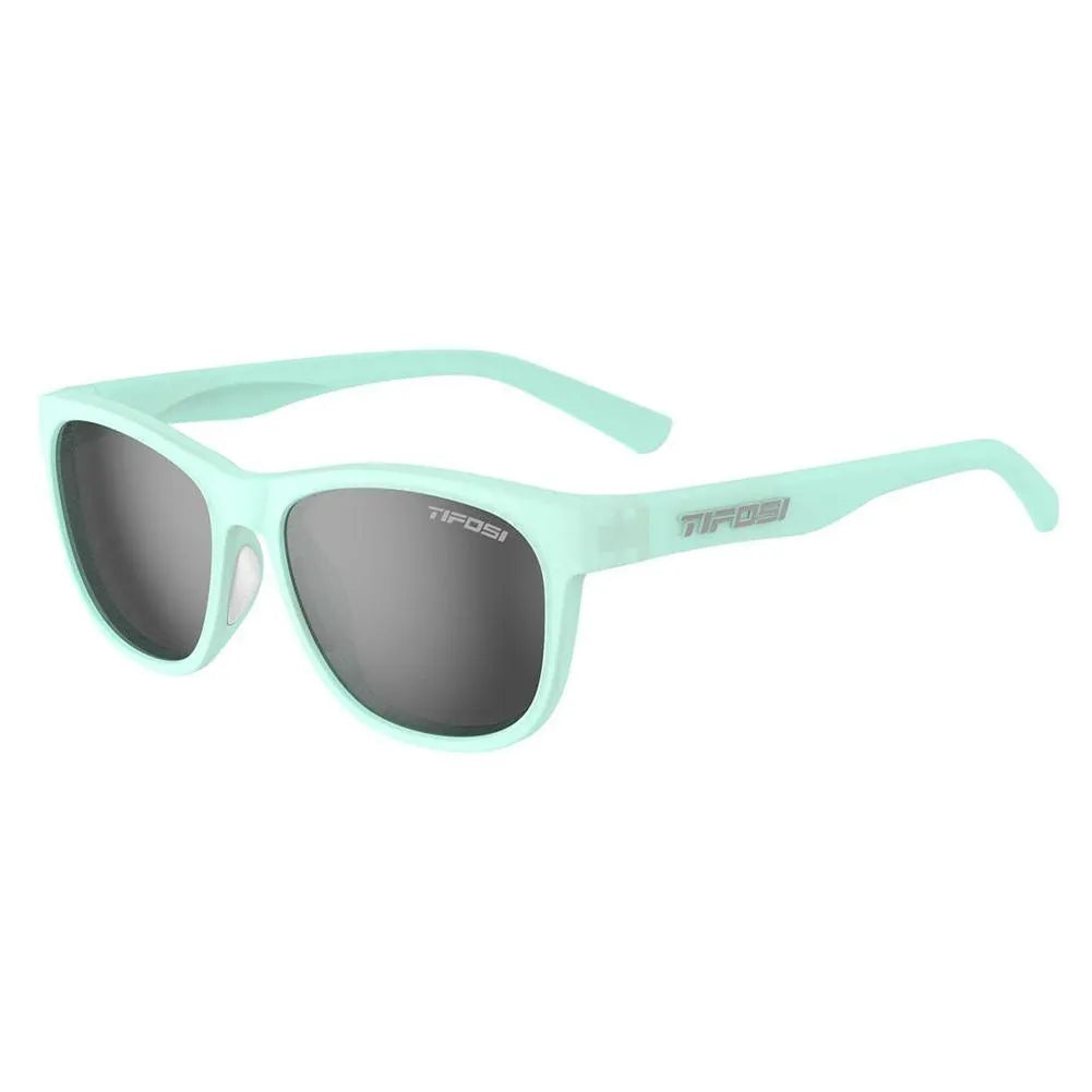 Swank Sunglasses Satin Crystal Teal with Smoke Polarized Lenses