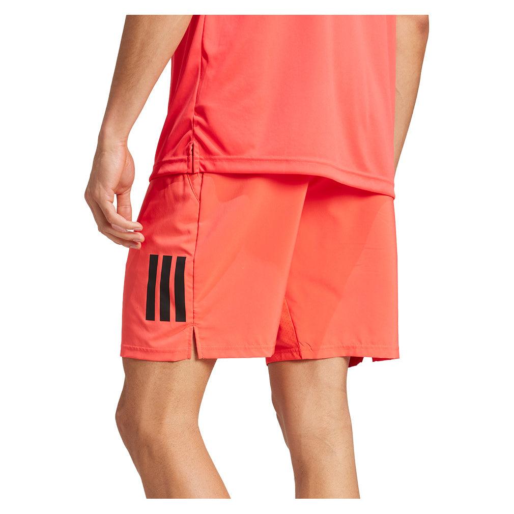 Men`s Club 3 Stripe 7 inch Tennis Shorts Semi Lucid Red Apparel Adidas