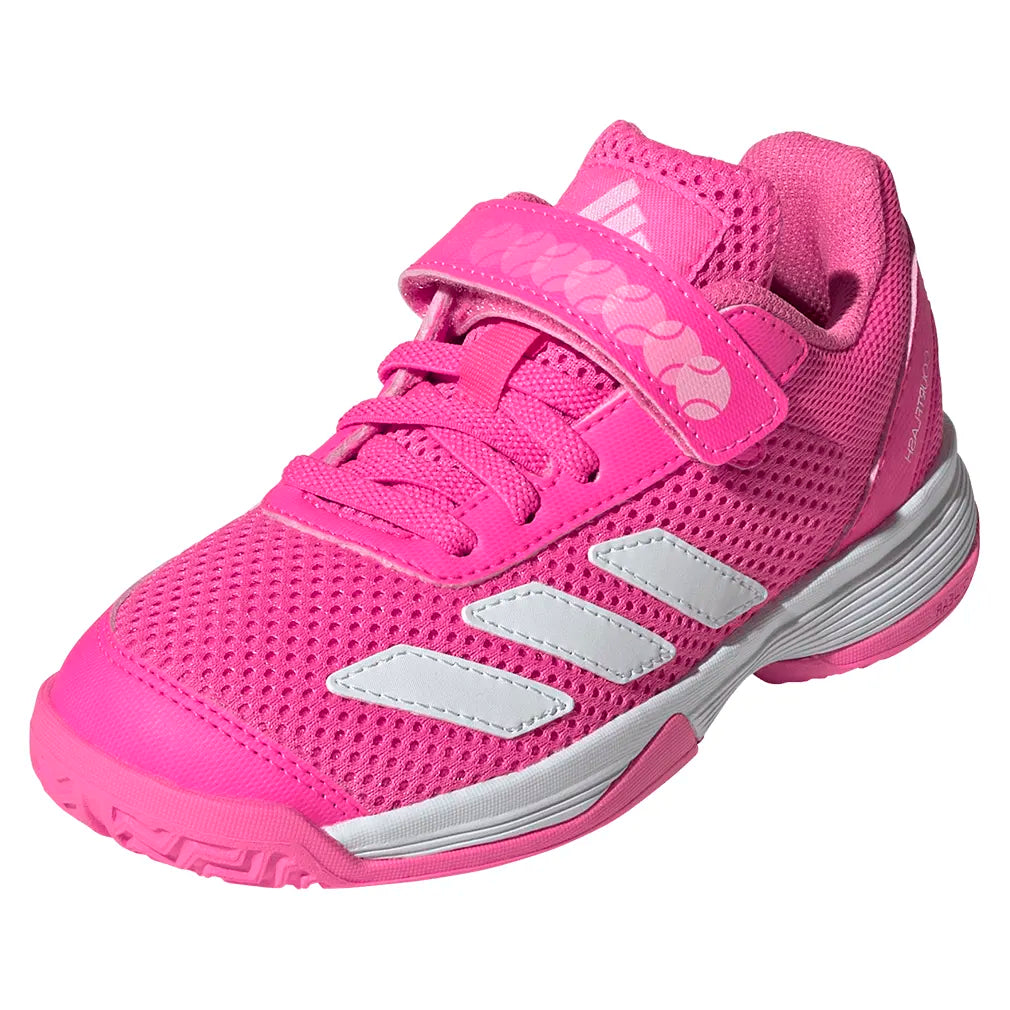Juniors' Courtflash Tennis Shoes Lucid PInk and Core White