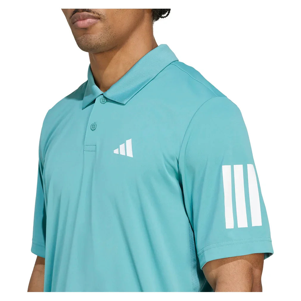 Men`s Club 3 Stripes Tennis Polo Powder Teal Apparel Adidas