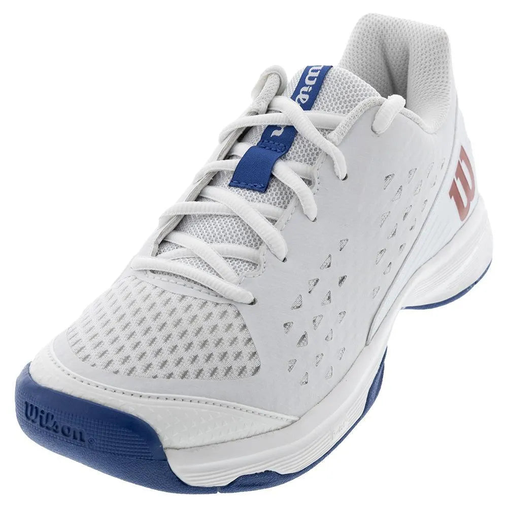 Juniors' Rush Pro Tennis Shoes White and Deja Vu Blue