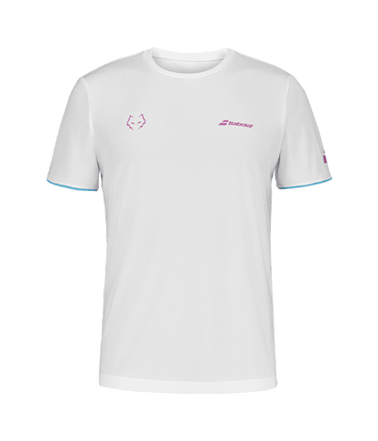 T shirt Babolat Crew Neck White Logo Pink 2025 Juan Lebrón Padel Clothes Babolat