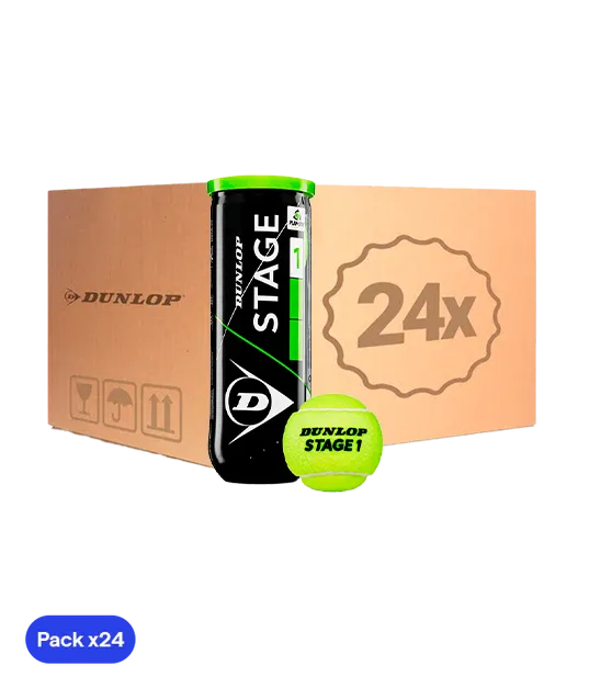 Cajón Pelotas Dunlop Stage 1 Verde Tenis (Pack x24)