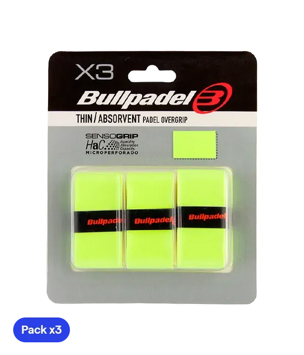Overgrips Bullpadel GB1705 Thin/Absorvent Amarillo Fluor (Pack x3)